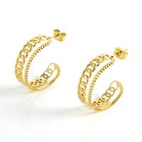 Boucles d'oreilles en acier titane, Plaqué or 18K, bijoux de mode & pour femme, doré, 25mm, Vendu par paire