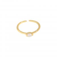 Anillo de Plata Ley, plata de ley 925, con Shell Pearl, 18K chapado en oro, Estilo coreano & ajustable & para mujer, 3.76mm, tamaño:6, Vendido por UD