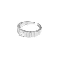 Befestigter Zirkonia Sterlingsilber Fingerring, 925 Sterling Silber, plattiert, Koreanischen Stil & einstellbar & Micro pave Zirkonia & für Frau, keine, 21.03x5.5mm, Größe:6, verkauft von PC