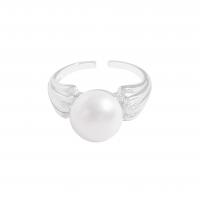 Bague en argent , argent sterling 925, avec Shell Pearl, Style coréen & réglable & pour femme, argent, 10.25mm .5, Vendu par PC