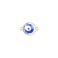 Zink-Legierung Evil Eye Anhänger, Zinklegierung, blöser Blick, Platinfarbe platiniert, DIY & böser Blick- Muster & Emaille & mit Strass & Doppelloch, 18x13mm, verkauft von PC