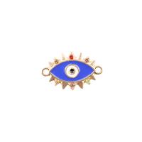 Zink-Legierung Evil Eye Anhänger, Zinklegierung, blöser Blick, goldfarben plattiert, DIY & Emaille & mit Strass & Doppelloch, keine, 24x16mm, verkauft von PC