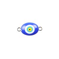 Zink-Legierung Evil Eye Anhänger, Zinklegierung, blöser Blick, Platinfarbe platiniert, DIY & Emaille & Doppelloch, 24x13mm, verkauft von PC