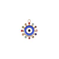 Zink-Legierung Evil Eye Anhänger, Zinklegierung, blöser Blick, goldfarben plattiert, DIY & Emaille & mit Strass, 16x19mm, verkauft von PC