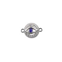 Zink-Legierung Evil Eye Anhänger, Zinklegierung, blöser Blick, Platinfarbe platiniert, DIY & mit Strass & Doppelloch, 20x14mm, verkauft von PC