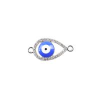 Zink-Legierung Evil Eye Anhänger, Zinklegierung, blöser Blick, Platinfarbe platiniert, DIY & Emaille & mit Strass & Doppelloch & hohl, 26x13mm, verkauft von PC