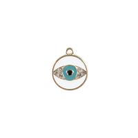 Zink-Legierung Evil Eye Anhänger, Zinklegierung, blöser Blick, goldfarben plattiert, DIY & Emaille & mit Strass, 16x19mm, verkauft von PC