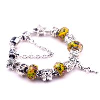 European Match Cristal Bracelets, alliage de zinc, avec cristal, Placage, normes différentes pour le choix & pour femme, Jaune, Vendu par PC