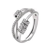 Cubic Zirconia Micro Pave Brass Finger Ring, plated, Adjustable & micro pave cubic zirconia & for woman 