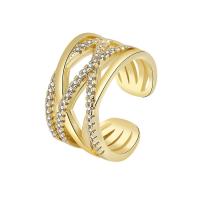 Cubic Zirconia Micro Pave Brass Finger Ring, plated, Adjustable & micro pave cubic zirconia & for woman 