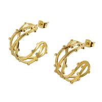 Boucles d'oreilles en acier titane, Plaqué or 18K, bijoux de mode & pour femme, doré, 24mm, Vendu par paire