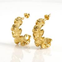 Boucles d'oreilles en acier titane, Plaqué or 18K, bijoux de mode & pour femme, doré, 30mm, Vendu par paire