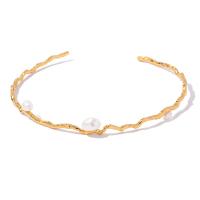 Kultivierten Süßwasser Perle Messing Armband, mit Natürliche kultivierte Süßwasserperlen, goldfarben plattiert, Modeschmuck & für Frau, goldfarben, 125x11.4mm, verkauft von PC