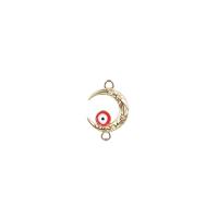 Zinc Alloy Evil Eye Pendant, Moon, gold color plated, DIY & evil eye pattern & enamel 