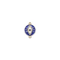 Zinc Alloy Evil Eye Pendant, gold color plated, DIY & enamel & with rhinestone & double-hole 