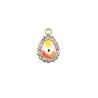 Zinc Alloy Evil Eye Pendant, Teardrop, plated, DIY & evil eye pattern & enamel & with rhinestone 