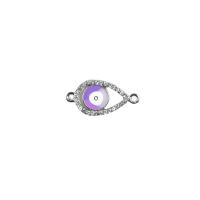 Zinc Alloy Evil Eye Pendant, platinum color plated, DIY & enamel & with rhinestone & double-hole 