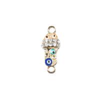 Zinc Alloy Evil Eye Pendant, plated, DIY & enamel & with rhinestone & double-hole 