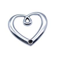 Zinc Alloy Pendant Rhinestone Setting, Heart, antique silver color plated, vintage & DIY & hollow, silver color 