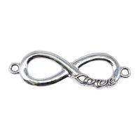 Zinc Alloy Charm Connector, Infinity, antique silver color plated, vintage & DIY & 1/1 loop & hollow 