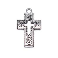 Zinc Alloy Cross Pendants, antique silver color plated, DIY & hollow 