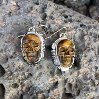 Zinc Alloy Drop Earring, Skull, plated, fashion jewelry & Unisex 