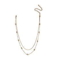 Collier de mode Multi couche, Acier inoxydable 304, avec 3.94inch chaînes de rallonge, Double couche & bijoux de mode & pour femme, plus de couleurs à choisir Environ 15.75 pouce, Environ 13.78 pouce, Vendu par brin