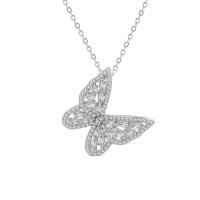 Brass Jewelry Necklace, Butterfly, platinum color plated, for woman, platinum color Approx 16.14 Inch 