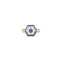 Zinc Alloy Evil Eye Pendant, Flower, plated, DIY & evil eye pattern & enamel & with rhinestone & double-hole 