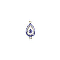 Zinc Alloy Evil Eye Pendant, Teardrop, plated, DIY & enamel & with rhinestone & double-hole 