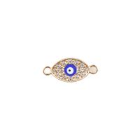 Zinc Alloy Evil Eye Pendant, plated, DIY & enamel & with rhinestone & double-hole 