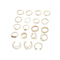 Zink-Legierung Ring Set, Zinklegierung, mit ABS-Kunststoff-Perlen, plattiert, 19 Stück & Modeschmuck & für Frau & mit Strass, keine, verkauft von setzen