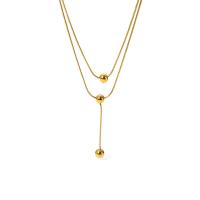 Collier de mode Multi couche, Acier inoxydable 304, avec 6 chaînes de rallonge, Plaqué or 18K, Double couche & bijoux de mode & pour femme .5 cm, Vendu par PC