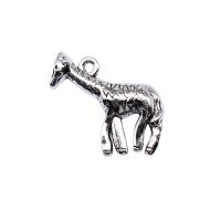 Pendentifs animaux en alliage de zinc, Girafe, Plaqué de couleur d'argent, Vintage & DIY Vendu par PC