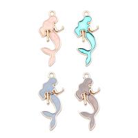 Zinc Alloy Enamel Pendants, Mermaid, gold color plated, DIY 