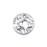 Pendentifs animaux en alliage de zinc, Plat rond, Plaqué de couleur d'argent, Vintage & DIY & creux Vendu par PC