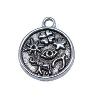 Zinc Alloy Jewelry Pendants, Flat Round, antique silver color plated, vintage & DIY 