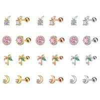 Stainless Steel Cubic Zirconia Stud Earring, 304 Stainless Steel & micro pave cubic zirconia & for woman 