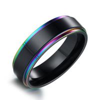 Anillo de dedo de acero Titanium de, Partículas de acero, Recubrimiento iónico al vacío, Joyería & diverso tamaño para la opción & para hombre, 6x2mm, Vendido por UD