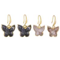 Quartz Earring, Zinc Alloy, with Quartz, Butterfly, fashion jewelry & druzy style & for woman 