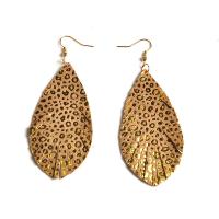 Fashion Create Jewelry Earring, PU Leather, with Zinc Alloy, gold color plated, vintage & for woman 