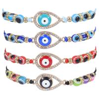 Evil Eye Jewelry Connector, Knot Cord, with Resin & Zinc Alloy, Teardrop, handmade, evil eye pattern & adjustable Approx 8-34 cm 