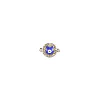 Zinc Alloy Evil Eye Pendant, gold color plated, DIY & evil eye pattern & enamel & with rhinestone & double-hole 