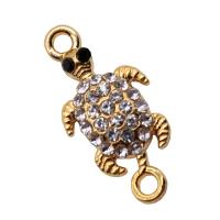 Animal Zinc Alloy Connector, Turtle, antique gold color plated, vintage & DIY & with rhinestone & 1/1 loop 