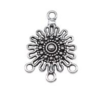 Flower Zinc Alloy Connector, antique silver color plated, vintage & DIY & 1/3 loop 