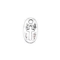 Zinc Alloy Cross Pendants, Oval, antique silver color plated, vintage & DIY & hollow 