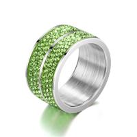 Strass Edelstahl Fingerring, 304 Edelstahl, Vakuum-Ionen-Beschichtung, unisex & verschiedene Größen vorhanden & mit Strass, keine, 12mm, verkauft von PC