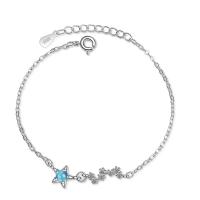 Pulseras de cristal de Murano, metal, con Cristal de murano, con 3.5cm extender cadena, Estrella, chapado en color de platina, Joyería & para mujer, color de platina, 27x8mm, longitud:16 cm, Vendido por UD