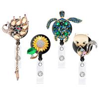 ABS Plastic Badge Holder, portable & Unisex & retractable & with rhinestone 