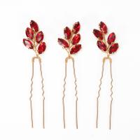 Hair Stick, Zinc Alloy, handmade, three pieces & for woman & with rhinestone 